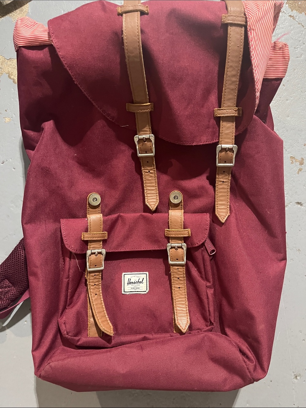 Herschel Supply Company Maroon Backpack with Tan Trim